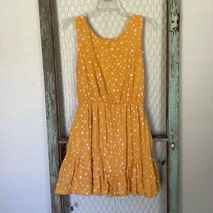 Everly mustard yellow and white stars knee-length dress